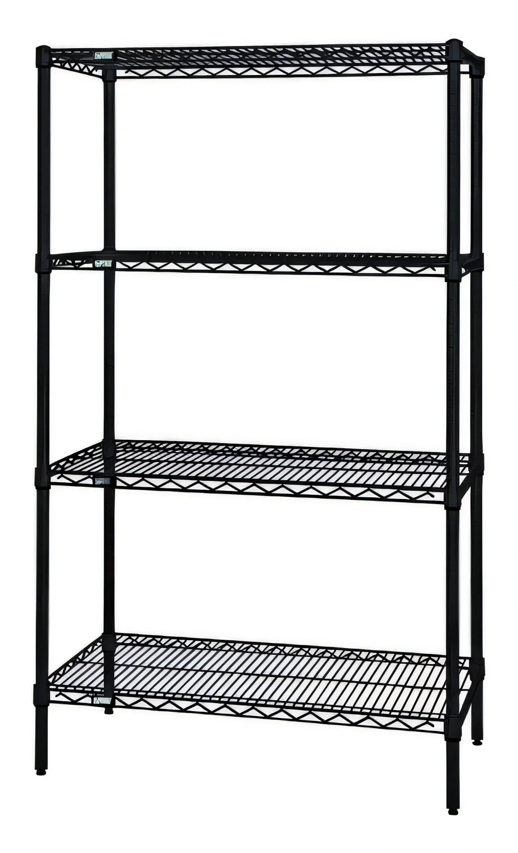 Quantum WR54-2130BK 30"W x 21"D x 54"H Black Epoxy 4-Shelf Stationary Wire Shelving Starter Kit