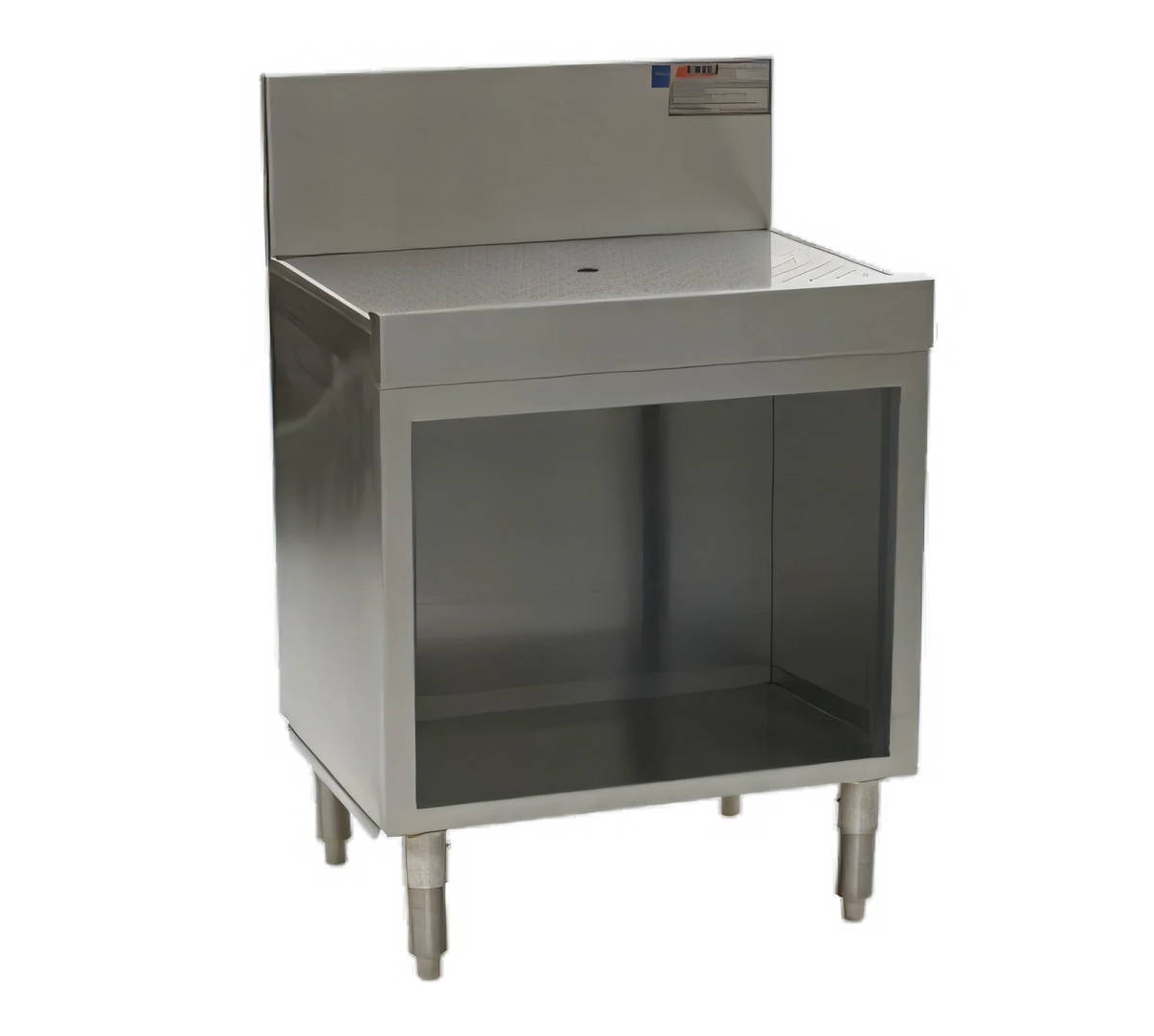 Eagle Group Spec-Bar WBOB48-19 Freestanding Stainless Steel Workboard Cabinet, Open Base, 48"W x 19"D, Removable Drain Insert, 8" Backsplash
