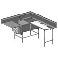 Eagle Group Spec-Master CFNP2840-2-48TR Two-Compartment 14-Gauge 304 Stainless Steel Prep Sink with Right-Hand 48-Inch Trough Prep Area