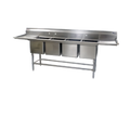 Eagle Group Spec-Master FN2880-4-30L-14/3 Four-Compartment Stainless Steel Sink, 20" x 28" x 14" Bowls, 30" Left Drainboard