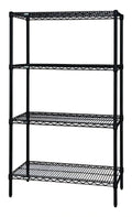 Quantum WR74-3672BK Stationary Black Epoxy Wire Shelving Starter Unit, 72"W x 36"D x 74"H, 4 Shelves, 4 Posts
