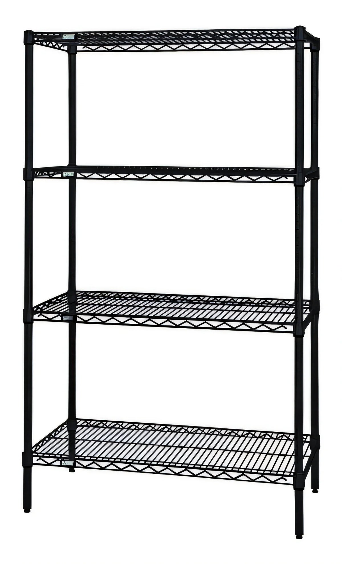 Quantum WR74-3672BK Stationary Black Epoxy Wire Shelving Starter Unit, 72"W x 36"D x 74"H, 4 Shelves, 4 Posts