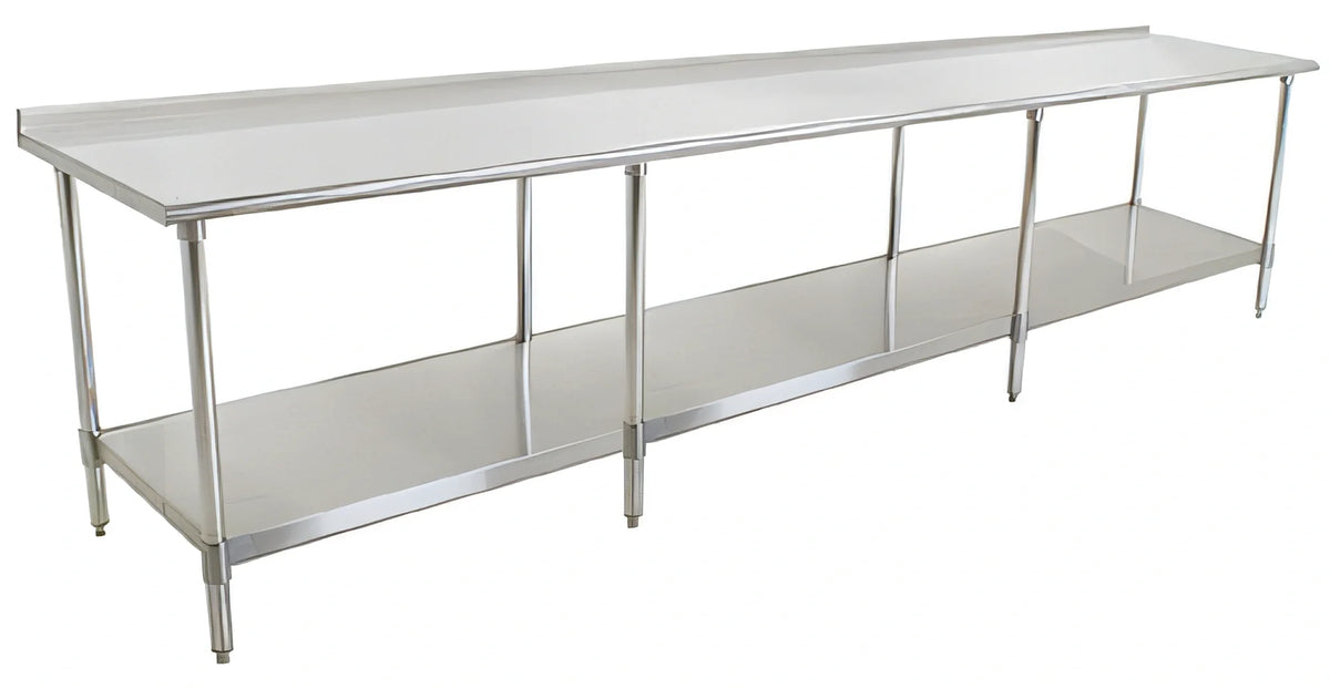 Eagle Group Spec-Master UT2496E 96-Inch x 24-Inch Stainless Steel Work Table with Adjustable Galvanized Undershelf and 1-1/2-Inch Rear Up-Turn