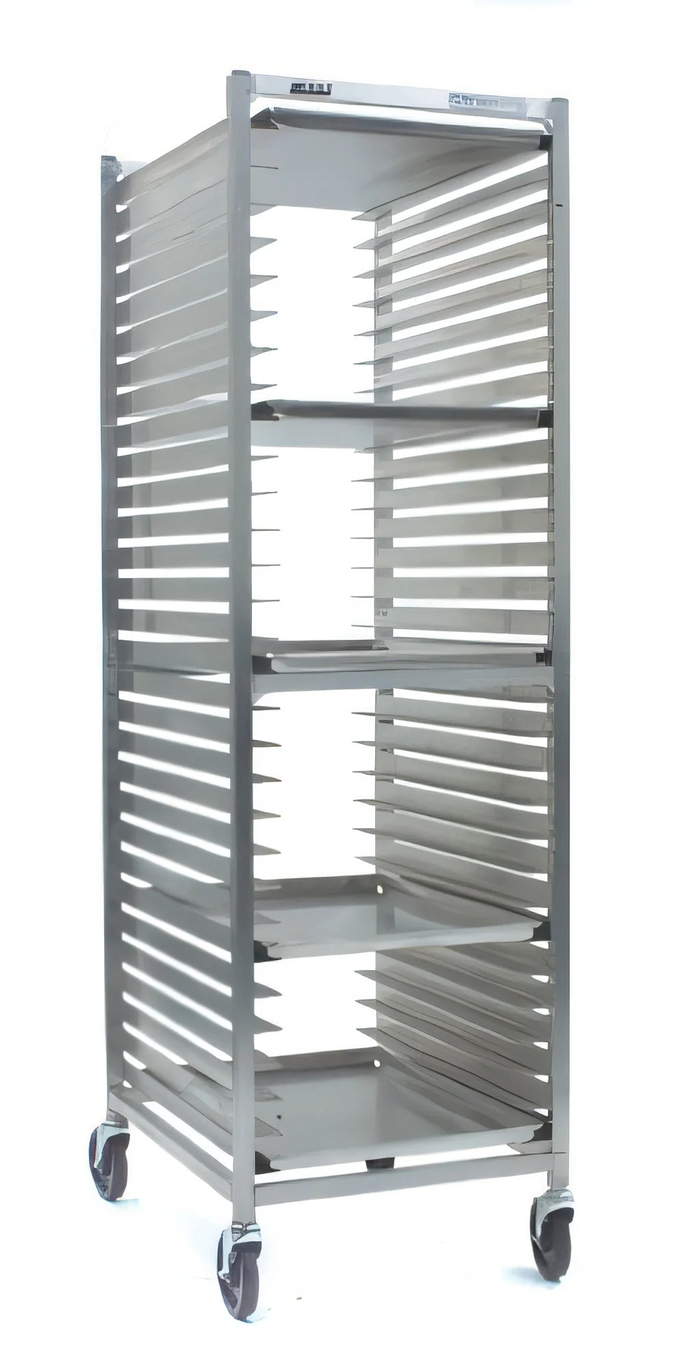 Eagle Group Panco OUR-1812-5/W Mobile Aluminum Utility Rack, Open-Side, Front-Loading, 12-Pan, 18 x 26 Pans, 5-Inch Centers