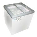 Excellence Commercial Products HB-7HCD Dual-Temperature Chest Refrigerator/Freezer, 7.4 Cu. Ft., 2 Sliding Glass Doors, White
