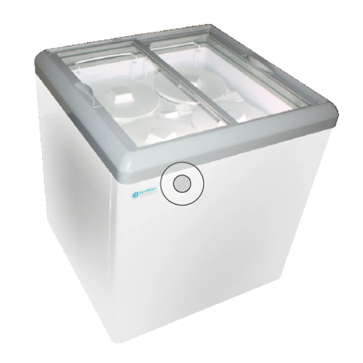 Excellence Commercial Products HB-7HCD Dual-Temperature Chest Refrigerator/Freezer, 7.4 Cu. Ft., 2 Sliding Glass Doors, White