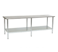 Eagle Group Budget Series T36144B Flat Top Work Table, 144"W x 36"D, 430 Stainless Steel, Rolled Edges, Adjustable Galvanized Undershelf