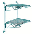 Quantum WC34-CB1448P Green Epoxy Wall-Mount Cantilever Double Wire Shelving Unit, 48 x 14 x 34 Inches