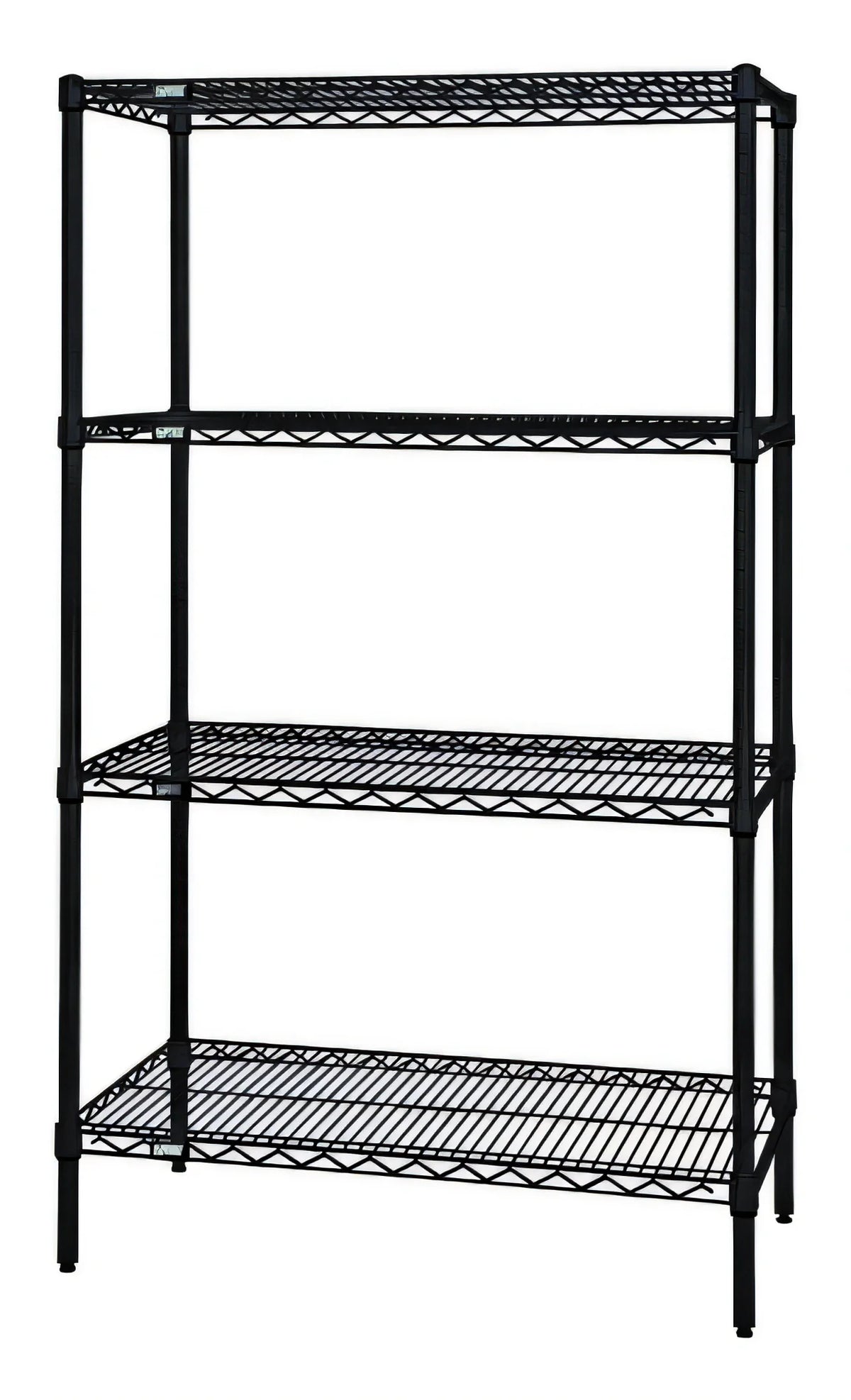 Quantum WR54-2442BK 42"W x 24"D x 54"H Stationary Wire Shelving Starter Unit, 4 Shelves, Black Epoxy Finish