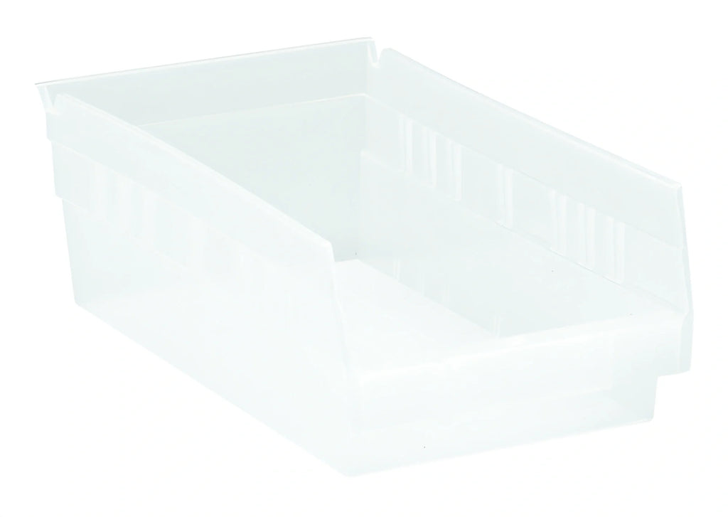 Quantum QSB102CL Nesting Shelf Bin, Clear Polypropylene, 11-5/8 x 6-5/8 x 4 Inches, 7 Divider Slots Case of 30