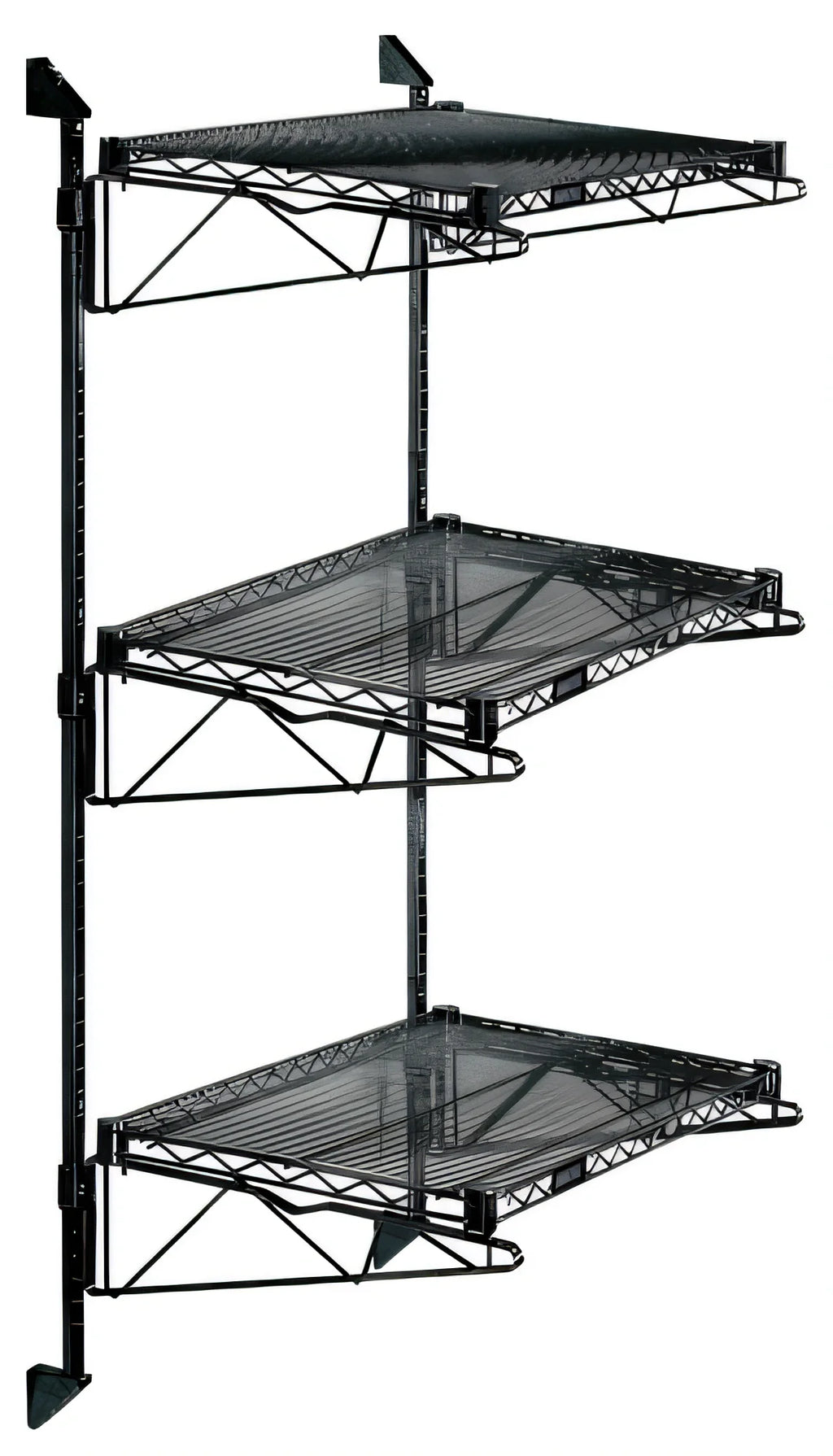 Quantum WC54-CB1860BK Wall-Mounted Shelving Starter Unit with 3 Wire Shelves, Black Epoxy Antimicrobial Finish