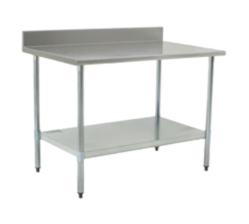 Eagle Group Budget Series T3084SB-BS 84" x 30" Stainless Steel Work Table with 4-1/2" Backsplash, Adjustable Undershelf and Rolled Edge
