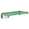 Quantum WDWB2124P Wall-Mount Cantilever Wire Shelf, 24"W x 21"D, Green Epoxy, with Arms and Mounting Brackets