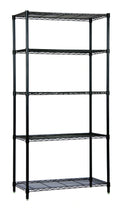 Quantum WR63-1460BK-5 Wire Shelving Starter Unit, 60"W x 14"D x 63"H, 5 Shelves, Black Epoxy Finish