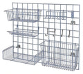 Quantum SGK-3036-1GY Wall-Mounted Store Grid Starter Kit, Light-Duty, Gray Epoxy, 36 x 30 in. Panel with Baskets, Shelf and Hooks