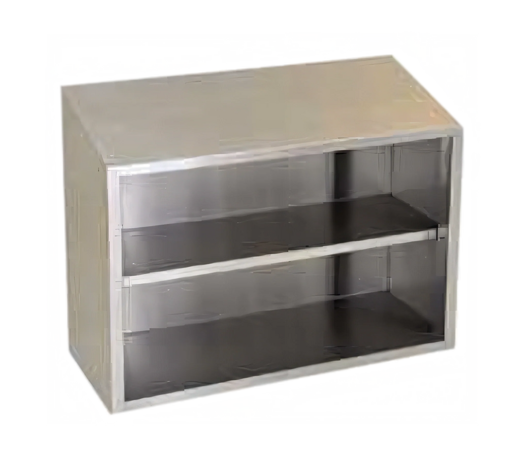 Eagle Group WCO-48 Open-Front Wall-Mounted Stainless Steel Cabinet, 48"W, Sloped Top, Fixed Center Shelf