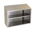 Eagle Group WCO-48 Open-Front Wall-Mounted Stainless Steel Cabinet, 48"W, Sloped Top, Fixed Center Shelf
