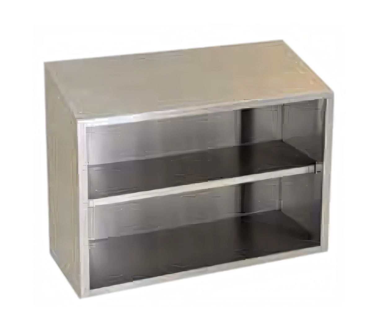 Eagle Group WCO-48 Open-Front Wall-Mounted Stainless Steel Cabinet, 48"W, Sloped Top, Fixed Center Shelf