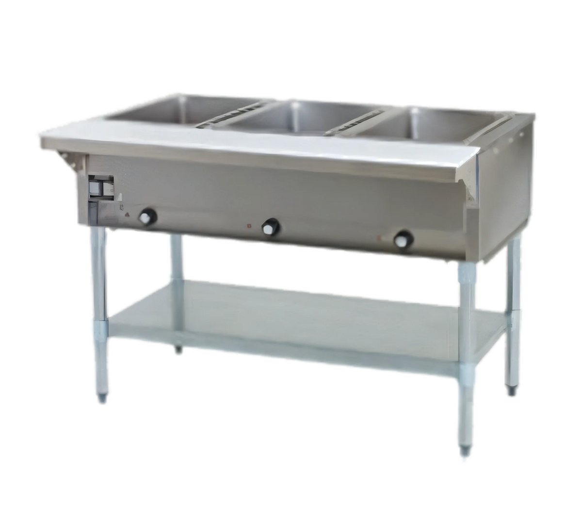 Eagle Group SHT3-NG 48-Inch Natural Gas Hot Food Table with 3 Dry Wells, Open Base, and Cutting Board