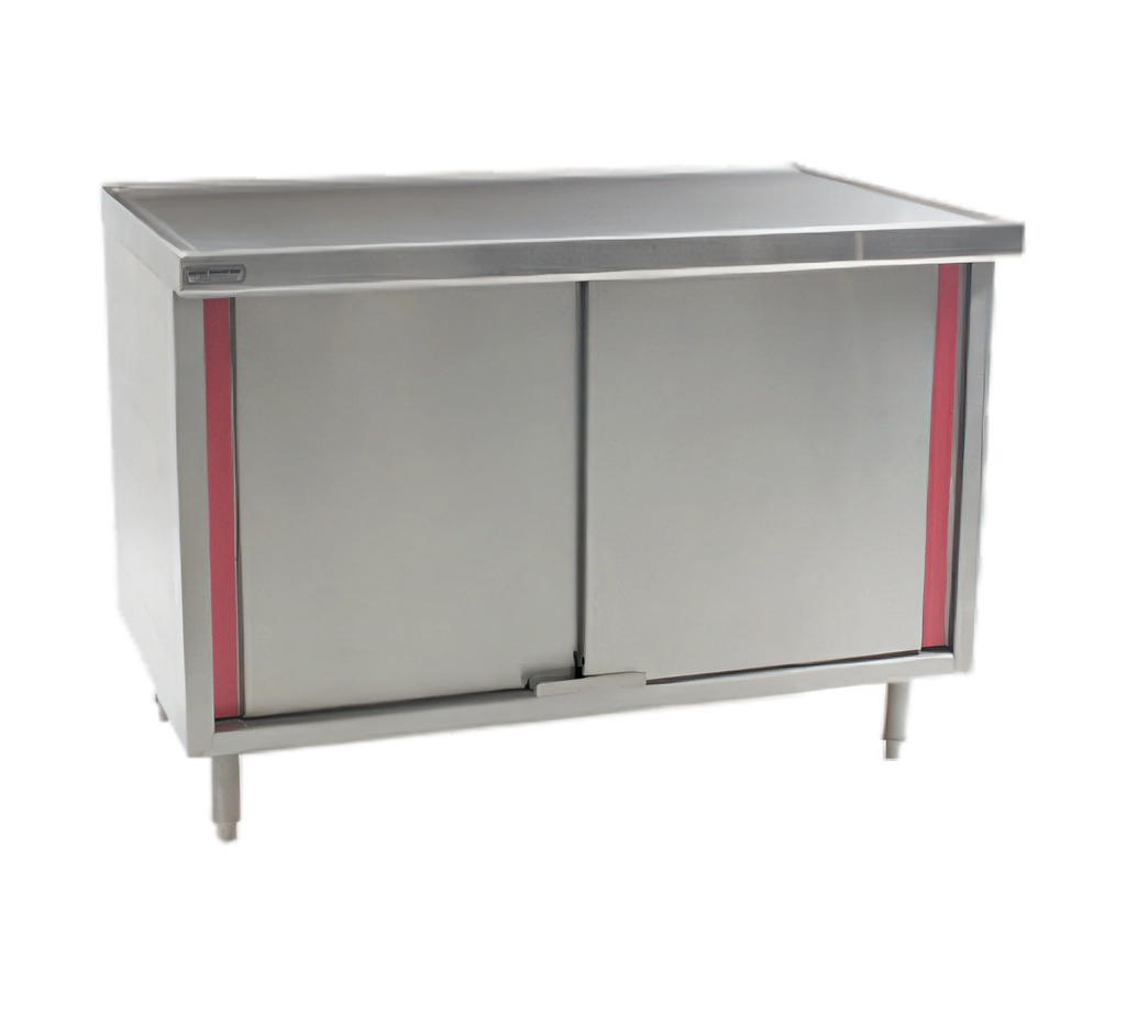Eagle Group Spec-Master CBH2460SEM 60"W x 24"D Enclosed Stainless Steel Work Table with Hinged Doors, 14-Gauge 304 Top, Marine Edge