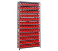 Quantum 1275-101 Heavy-Duty Stationary Wire Shelving Unit, 13 Shelves, 96 Bins, 36"W x 12"D x 75"H