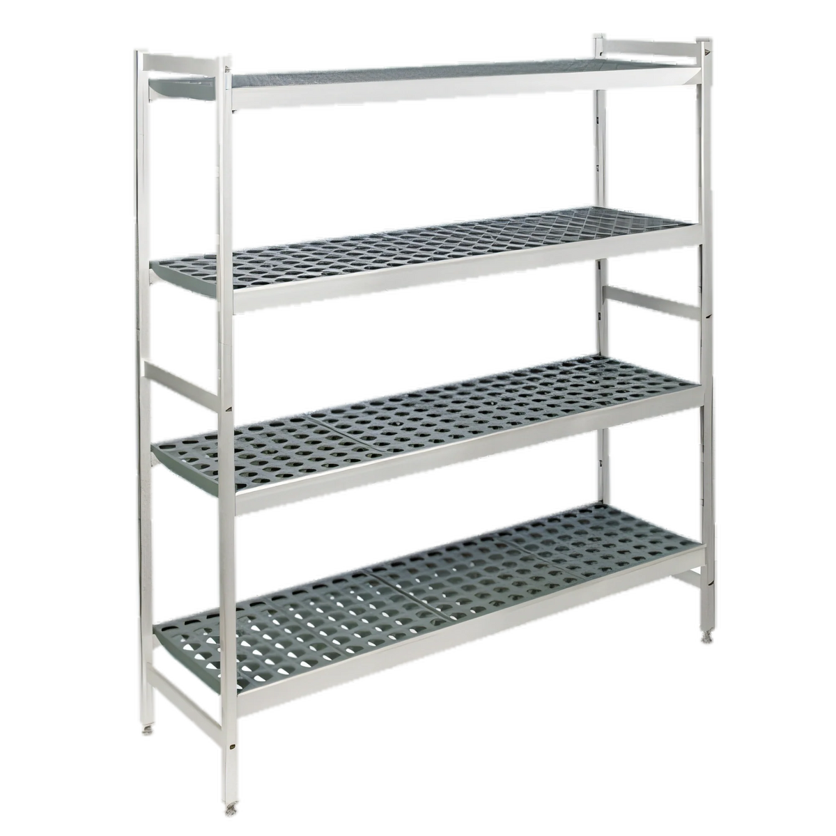 Fermod Fermostock 4R64B66 4-Tier Starter Polymer Shelving Unit, 64" W x 18" D x 66" H, Perforated