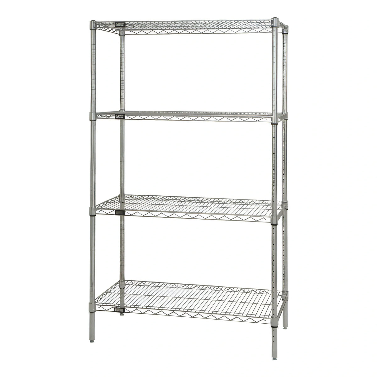 Quantum WR63-2472C 4-Shelf Stationary Chrome Wire Shelving Starter Unit, 72"W x 24"D x 63"H