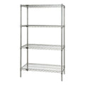 Quantum WR63-3672C Stationary Chrome Wire Shelving Starter Unit, 72"W x 36"D x 63"H, 4 Shelves, 4 Posts
