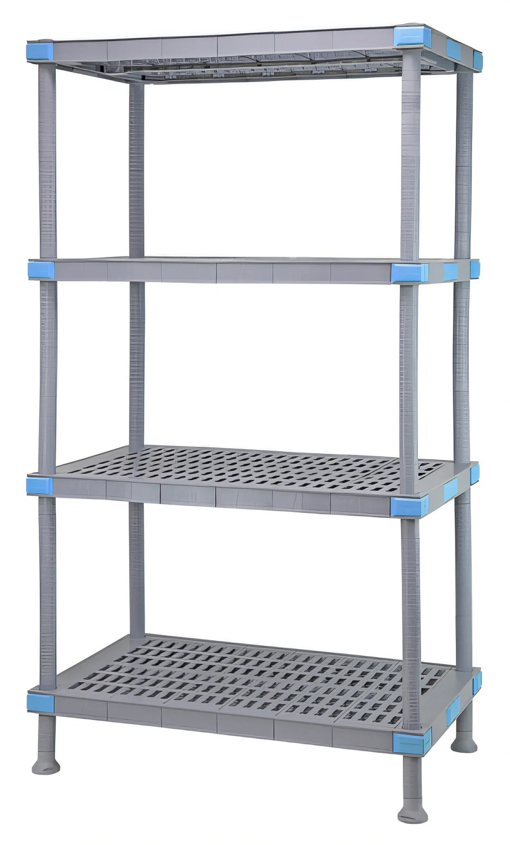 Quantum Millenia QP247274VS-4 4-Shelf Polymer Shelving Starter Unit with Dunnage Stand, 72"W x 24"D x 74"H, Gray