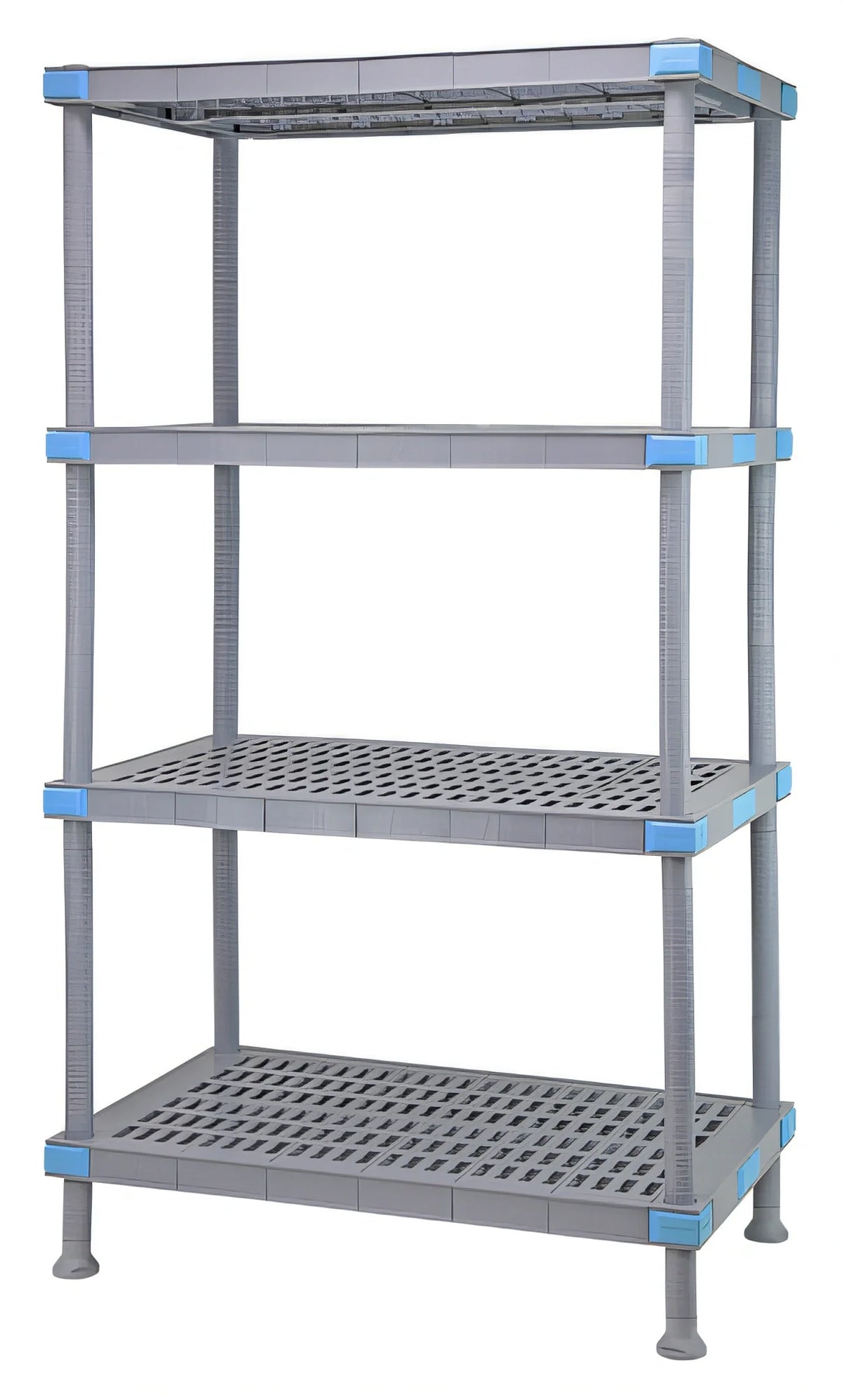 Quantum Millenia QP247274VS-4 4-Shelf Polymer Shelving Starter Unit with Dunnage Stand, 72"W x 24"D x 74"H, Gray