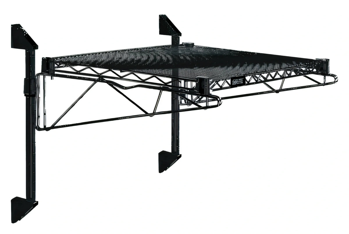 Quantum WC14-CB2160BK Wall-Mount Cantilever Wire Shelving Kit, Single 60"W x 21"D Shelf, Black Epoxy