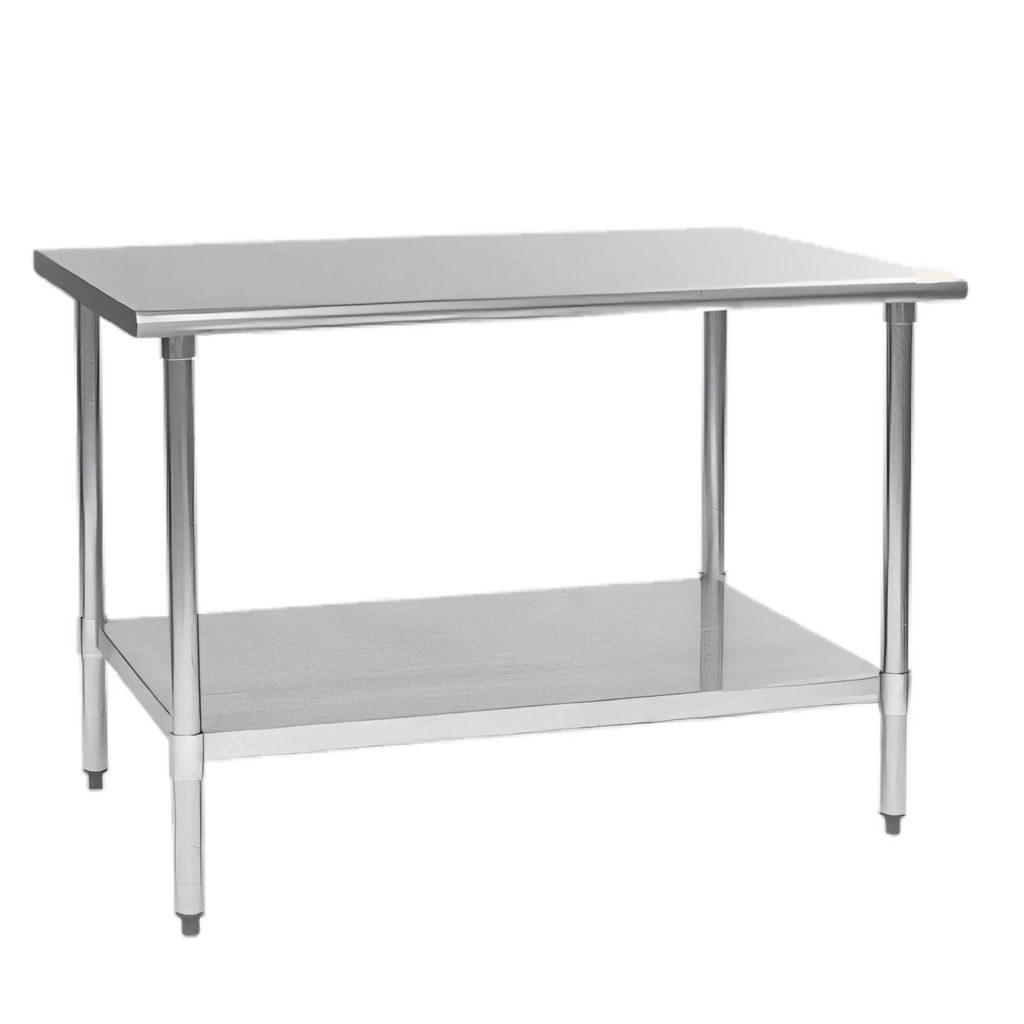 Eagle Group Budget Series T2448B 48 x 24 Flat Top 430 Stainless Steel Work Table with Adjustable Galvanized Undershelf
