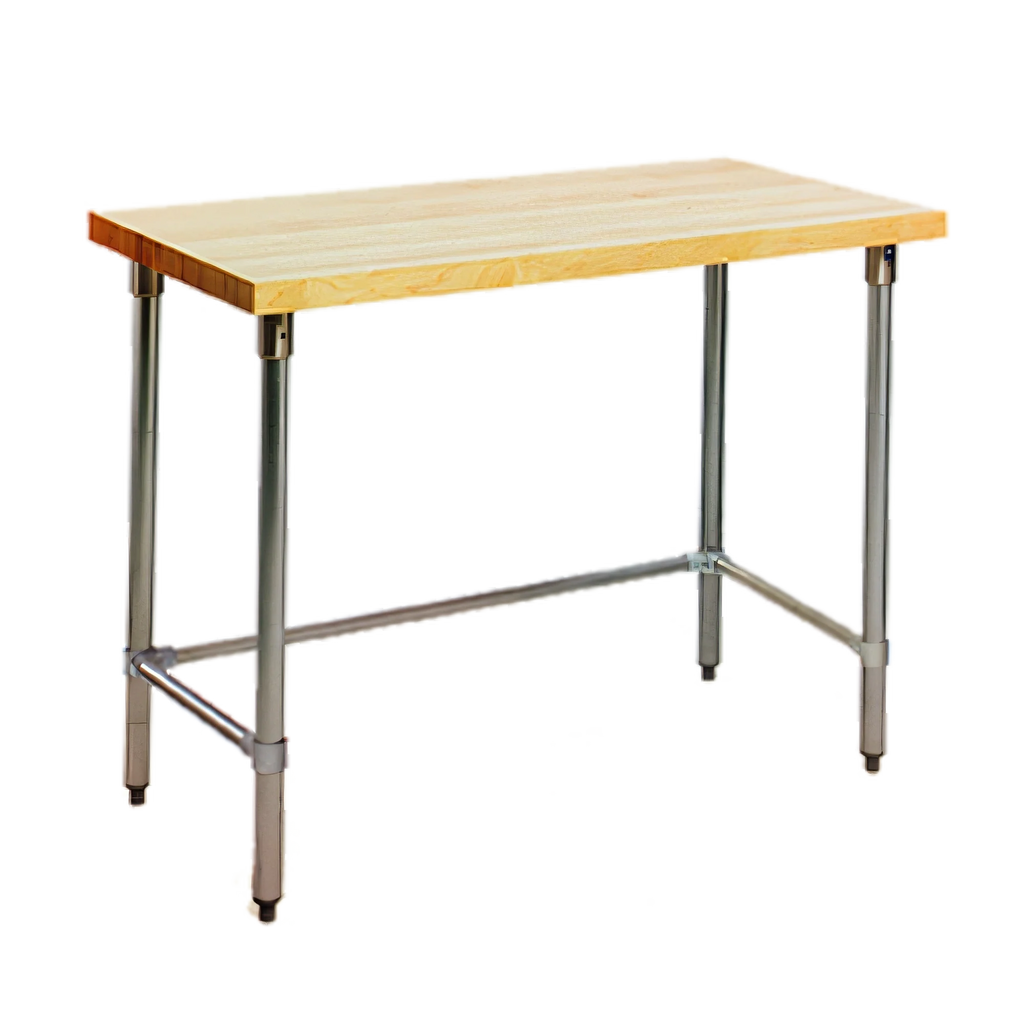Eagle Group MT3048GT-BS 48 x 30 Inch Baker's Top Hardwood Work Table, 1-3/4 Inch Top, 4 Inch Side/Rear Splash, Galvanized Base