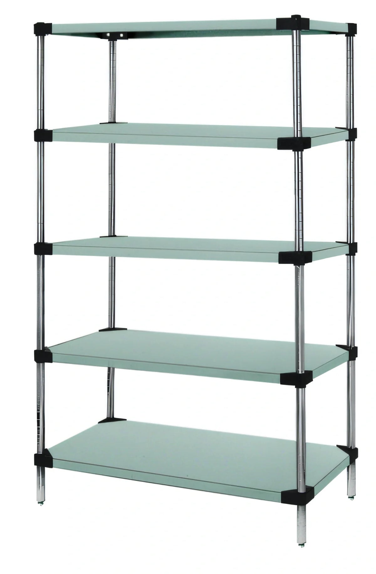 Quantum WRS5-54-2430SS 30"W x 24"D x 54"H Solid Stainless Steel Shelving Starter Kit, 5-Shelf