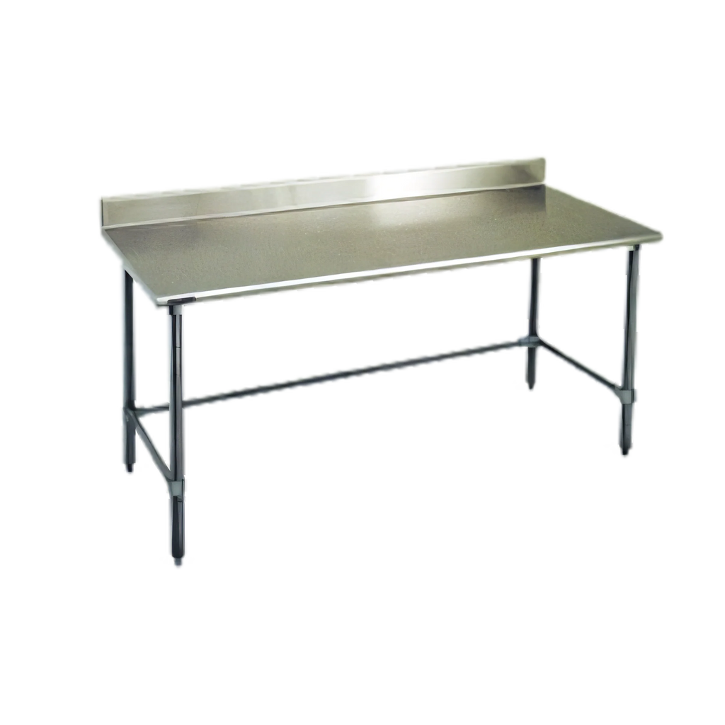 Eagle Group Spec-Master T36132GTE-BS 132 x 36 Inch Stainless Steel Work Table, 4-1/2 Inch Backsplash, Rolled Edge, Open Galvanized Base
