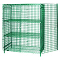 Quantum 2436-63SECP-2 Stationary Wire Security Cage, 36"W x 24"D x 63"H, 2 Intermediate Shelves, Green Epoxy Finish