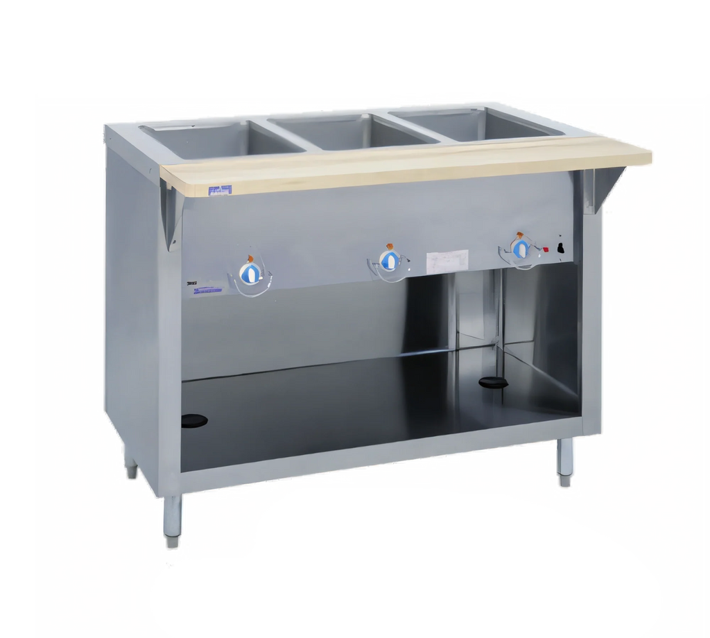 Duke Manufacturing Thurmaduke E-4-CBPG 60-Inch 4-Well Electric Steamtable with Sealed Wells and Open Storage Base