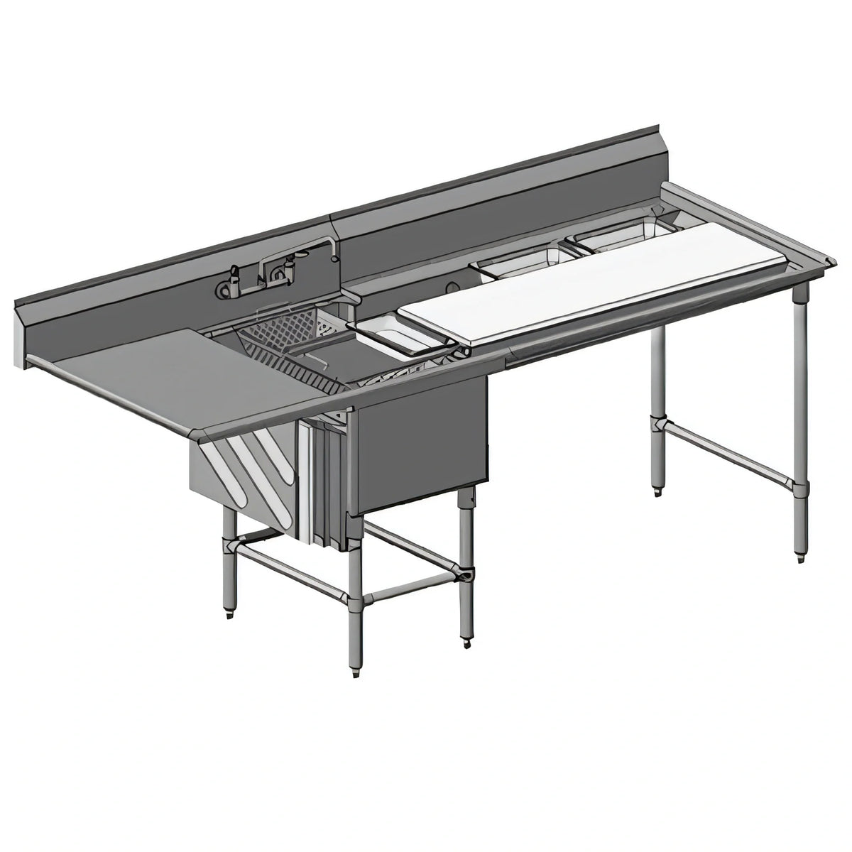 Eagle Group Spec-Master FNP2820-1-18L-48TR 1-Compartment Stainless Steel Prep Sink, 28" x 20" x 14" Compartment, Left Drainboard, 48" Prep Area