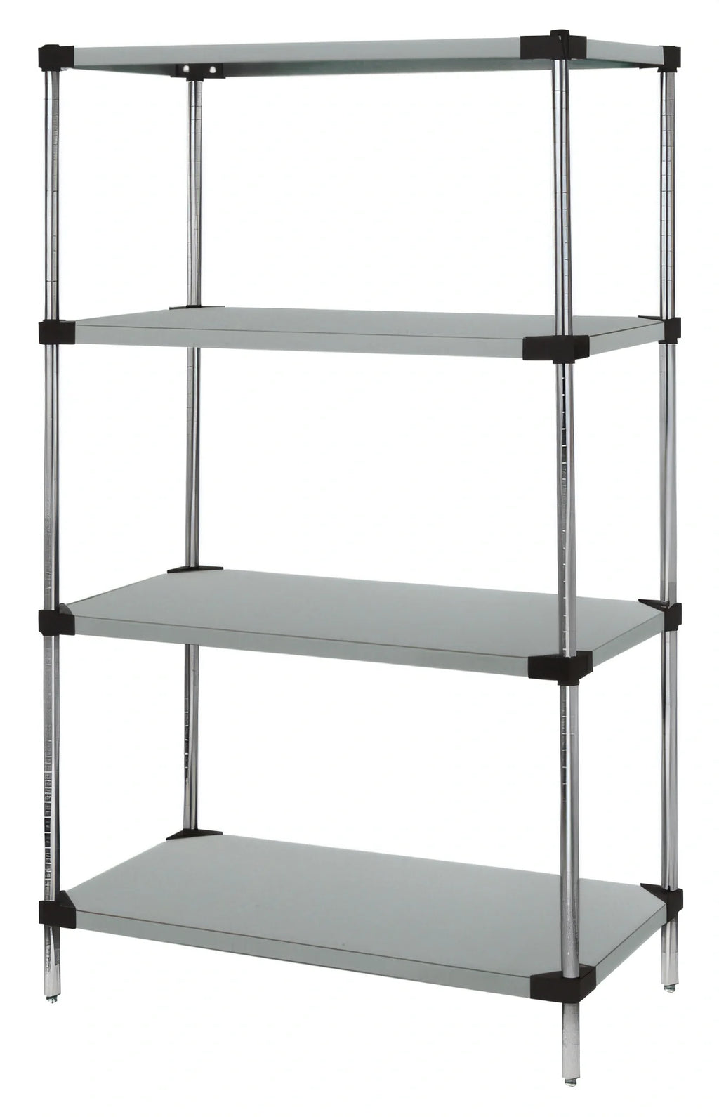 Quantum WRS4-54-2154SS 4-Shelf Solid Shelving Starter Kit, 54"W x 21"D x 54"H, 304 Stainless Steel