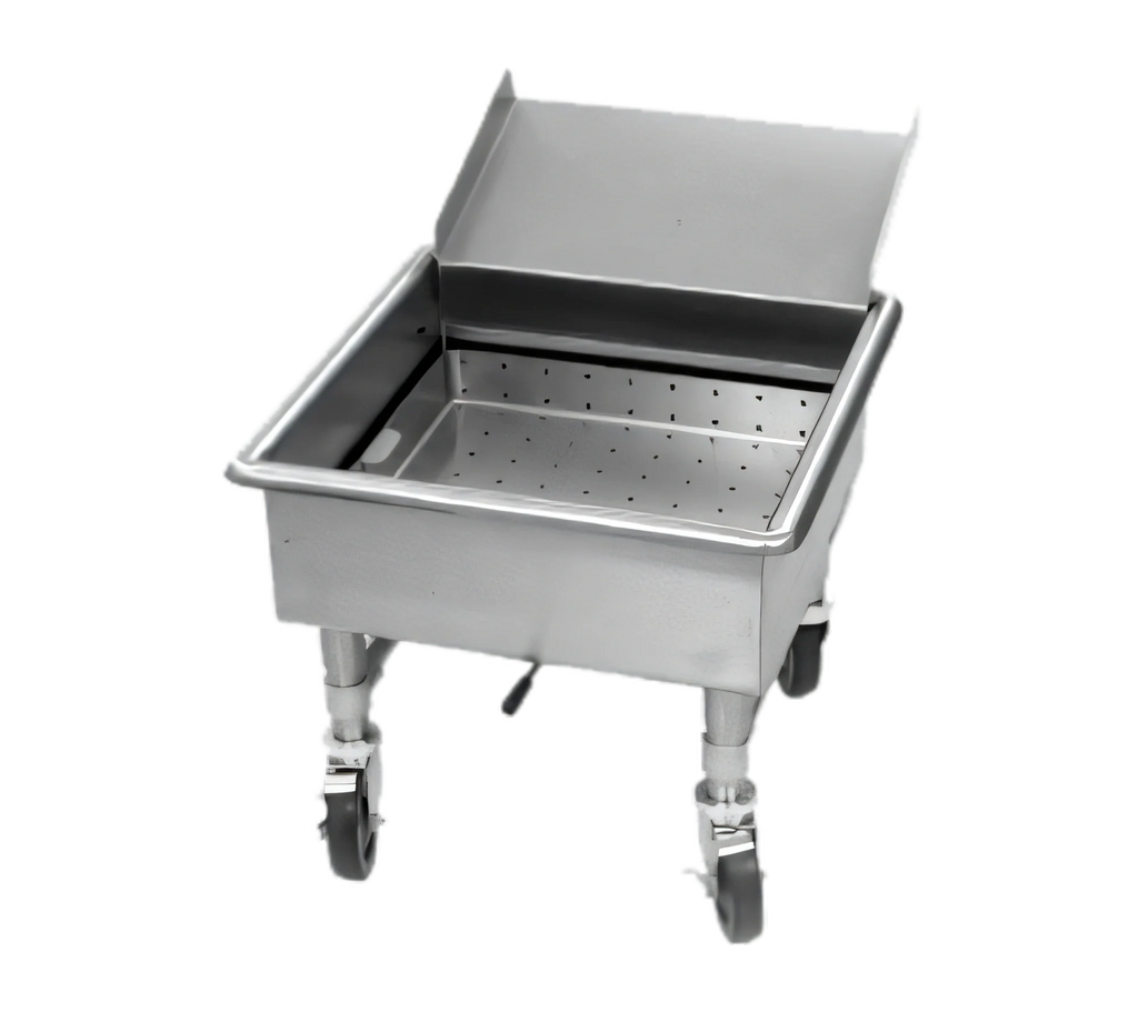 Eagle Group MSS2020SC Mobile Stainless Steel Utensil Soak Sink with Silver Chute, 20 x 20 x 8 Inch Compartment