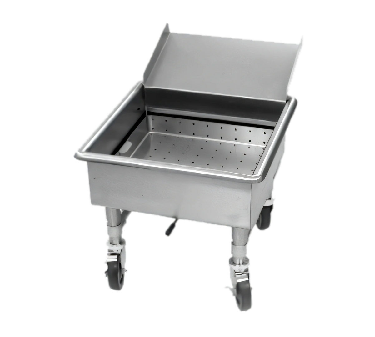 Eagle Group MSS2020SC Mobile Stainless Steel Utensil Soak Sink with Silver Chute, 20 x 20 x 8 Inch Compartment