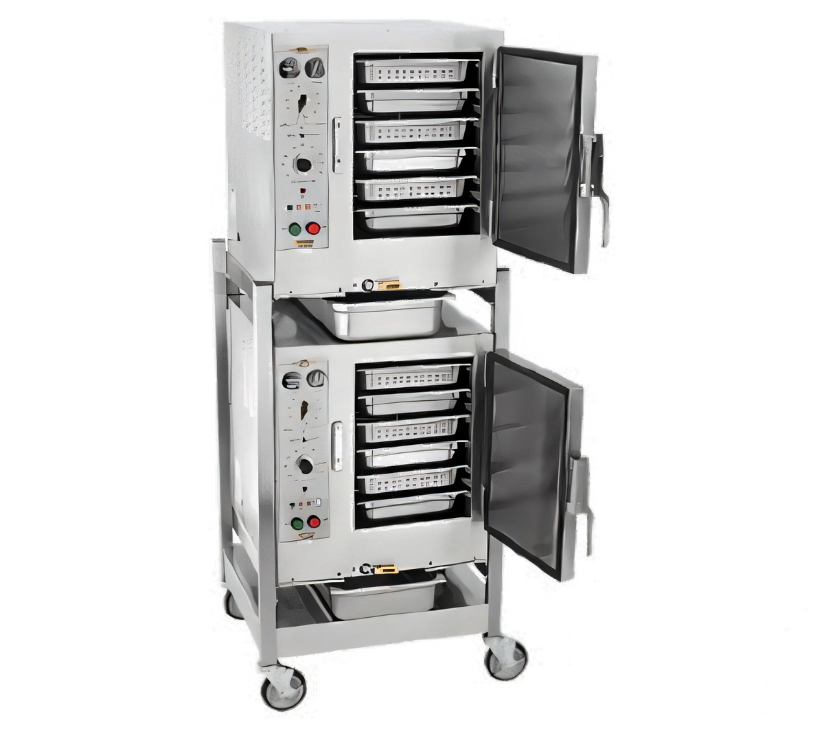 AccuTemp Steam'N'Hold S62401D060 DBL Two-Compartment Connectionless Vacuum Steamer with Stand and Casters, 12 Full-Size Pan Capacity
