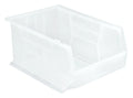 Quantum QUS255CL Clear Stackable/Hanging Shelf Bin, 11"W x 16"L x 8"H, 3 Divider Slots Case of 4