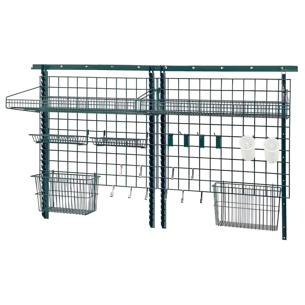Quantum Store Grid SGK-723036-1P Wall-Mounted Shelving Starter Kit with 72-Inch Track, Green Epoxy Antimicrobial Finish