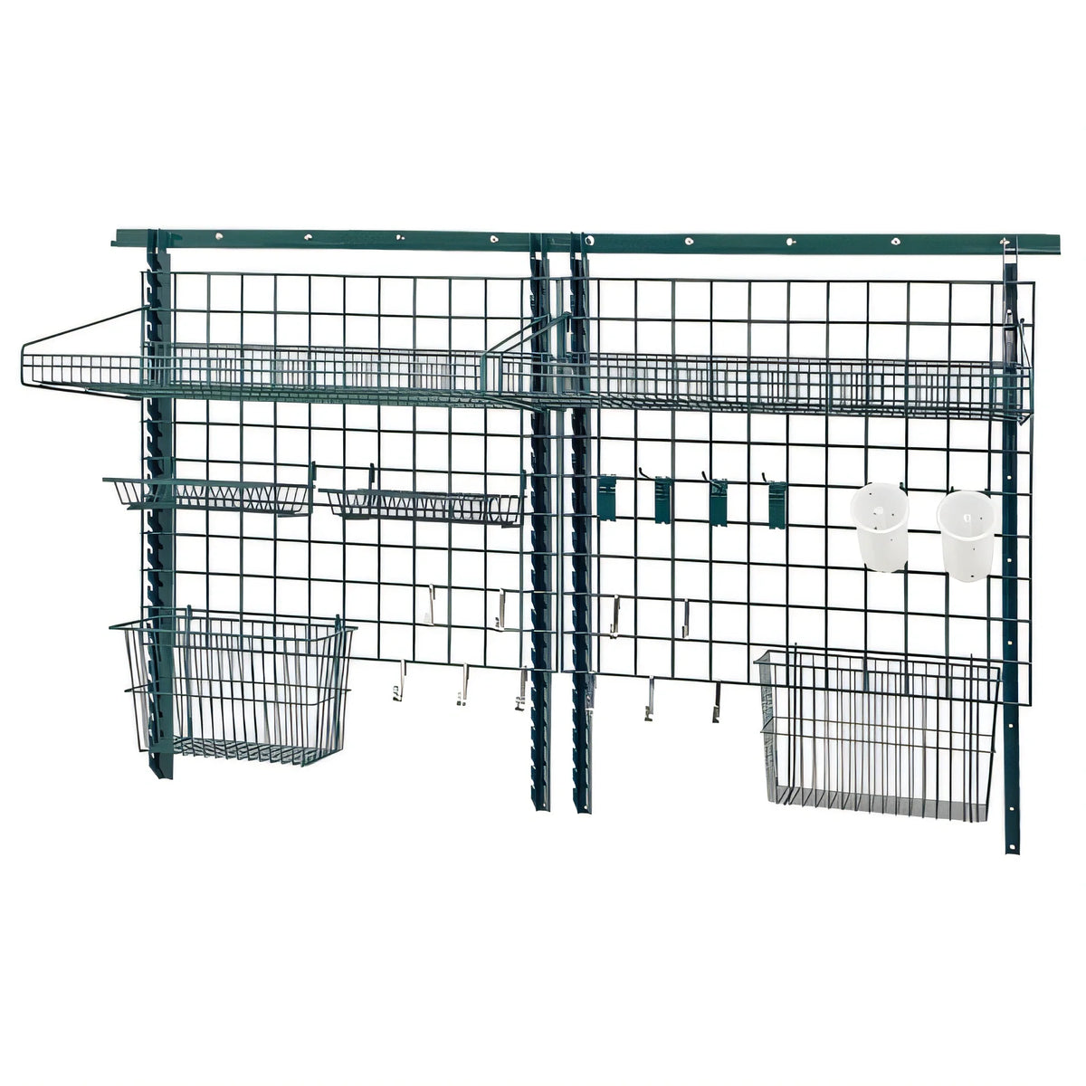 Quantum Store Grid SGK-723036-1P Wall-Mounted Shelving Starter Kit with 72-Inch Track, Green Epoxy Antimicrobial Finish