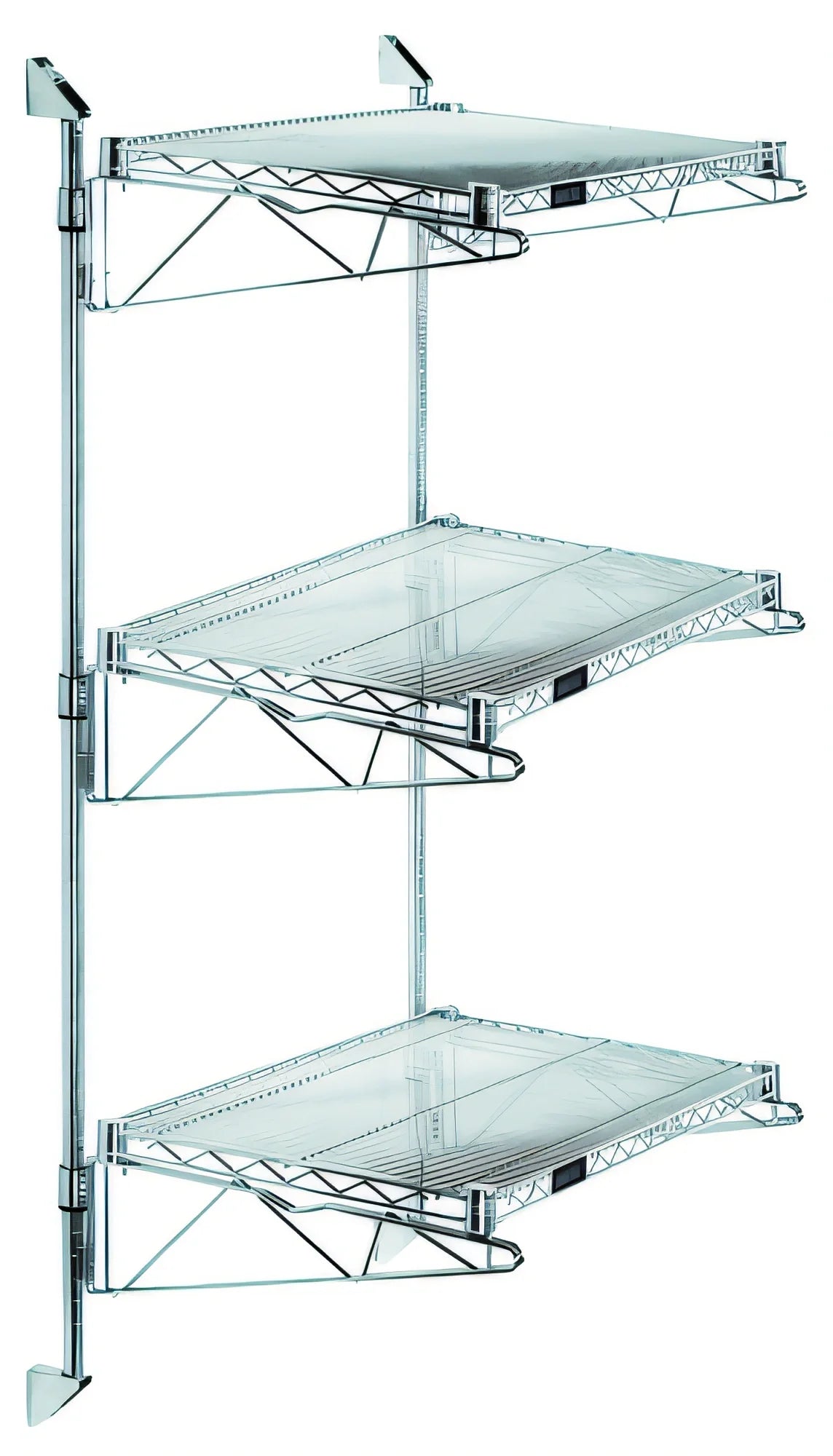 Quantum WC54-CB2448C Wall-Mounted Cantilever 3-Shelf Starter Unit, Chrome Plated