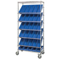 Quantum MWRS-7-108 Mobile Chrome Wire Shelving Bin System, 24 Bins, 7 Shelves, 36 x 18 x 74 Inches