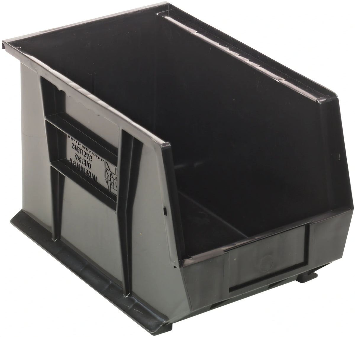 Quantum QUS242BR Black Stacking/Hanging Storage Bin, 8-1/4"W x 13-5/8"D x 8"H, Divider Slot, Rear Hanger