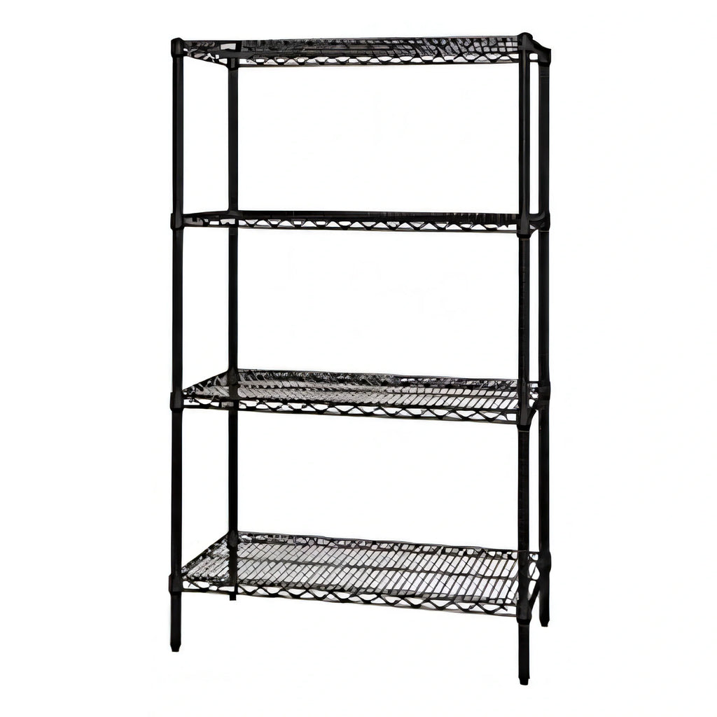 Quantum WR86-1836BK 4-Shelf 36"W x 18"D x 86"H Black Epoxy Wire Shelving Starter Kit