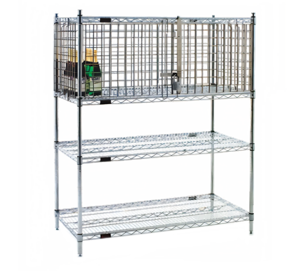 Eagle Group SECM2136C Chrome Security Enclosure Kit with Hinged Doors, 36"W x 21"D, for Wire Shelving